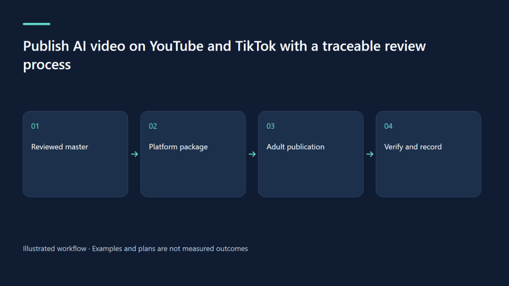 Reviewed master → Platform package → Adult publication → Verify and record
