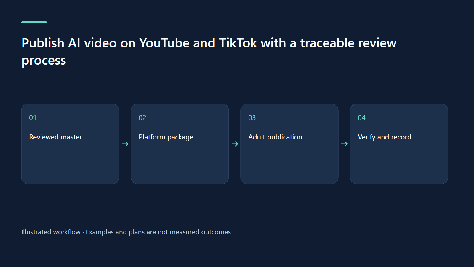 Reviewed master → Platform package → Adult publication → Verify and record