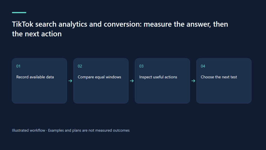Record available data → Compare equal windows → Inspect useful actions → Choose the next test