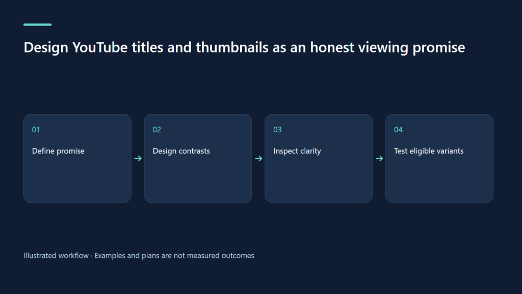 Define promise → Design contrasts → Inspect clarity → Test eligible variants