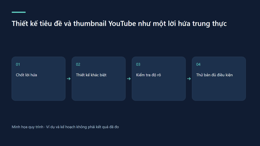 Chốt lời hứa → Thiết kế khác biệt → Kiểm tra độ rõ → Thử bản đủ điều kiện