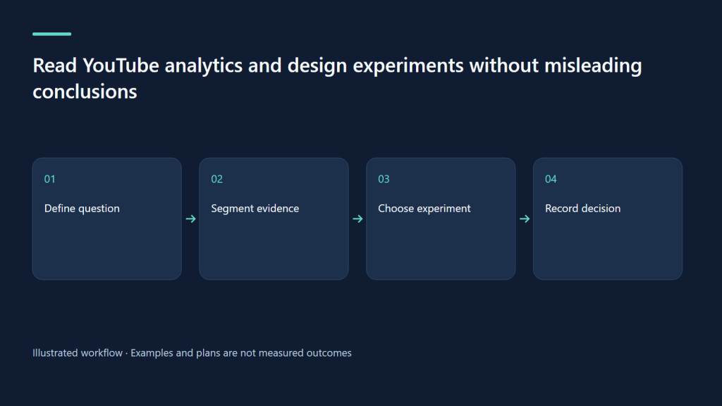 Define question → Segment evidence → Choose experiment → Record decision